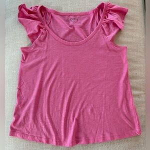 LOFT Pink Ruffle Sleeve Tank Top